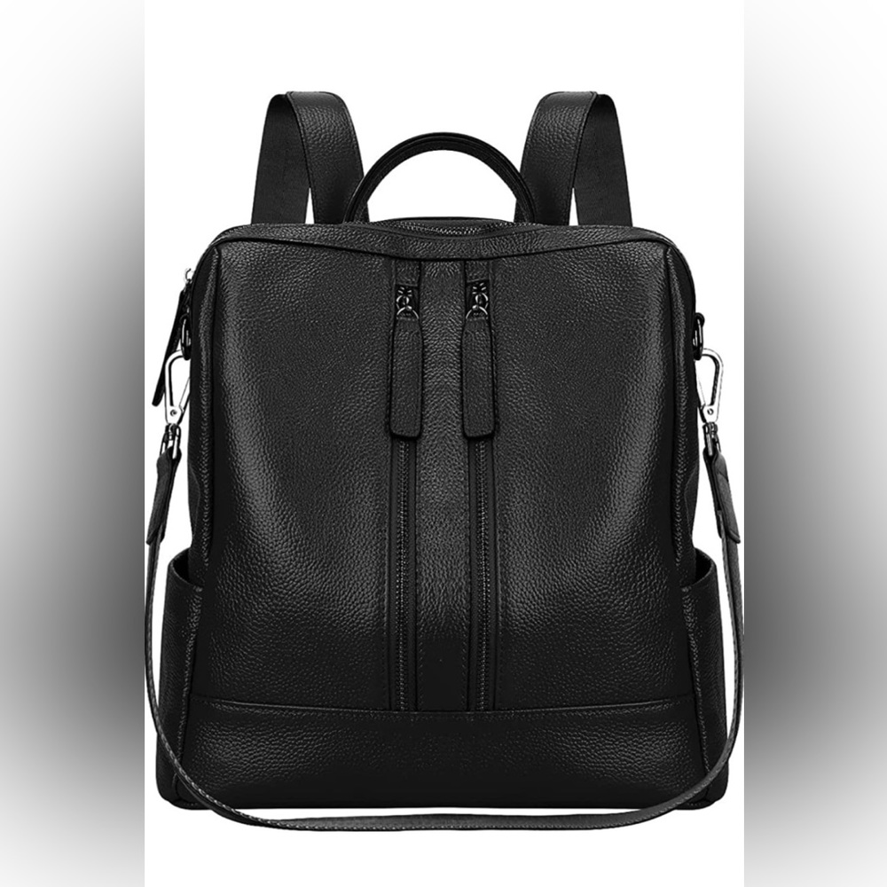Genuine Leather Black Backpack
